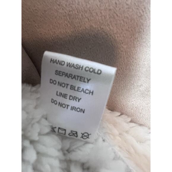 Amanda Charles Women's Faux Suede Fleece Lined Open Front Vest Size Large Tan - Picture 5 of 9